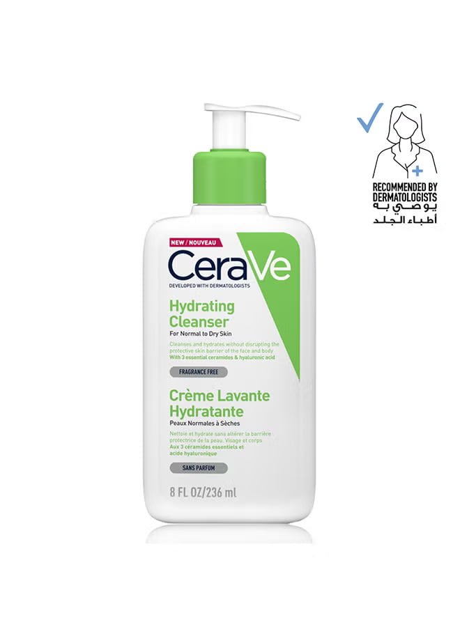 Hydrating Cleanser For Normal To Dry Skin With Hyaluronic Acid white 236ml