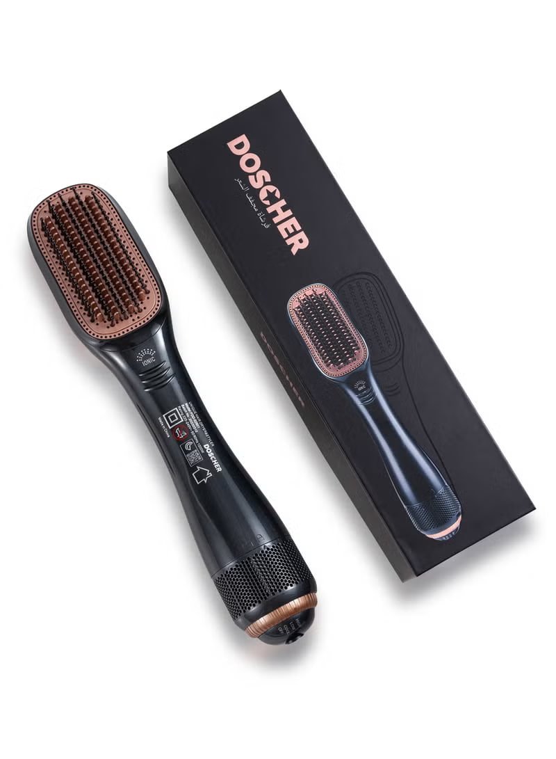 1200 Watt Hair Dryer Brush Ceramic Dryer And Styler 2 In 1 Professional Black/Beige 1200W