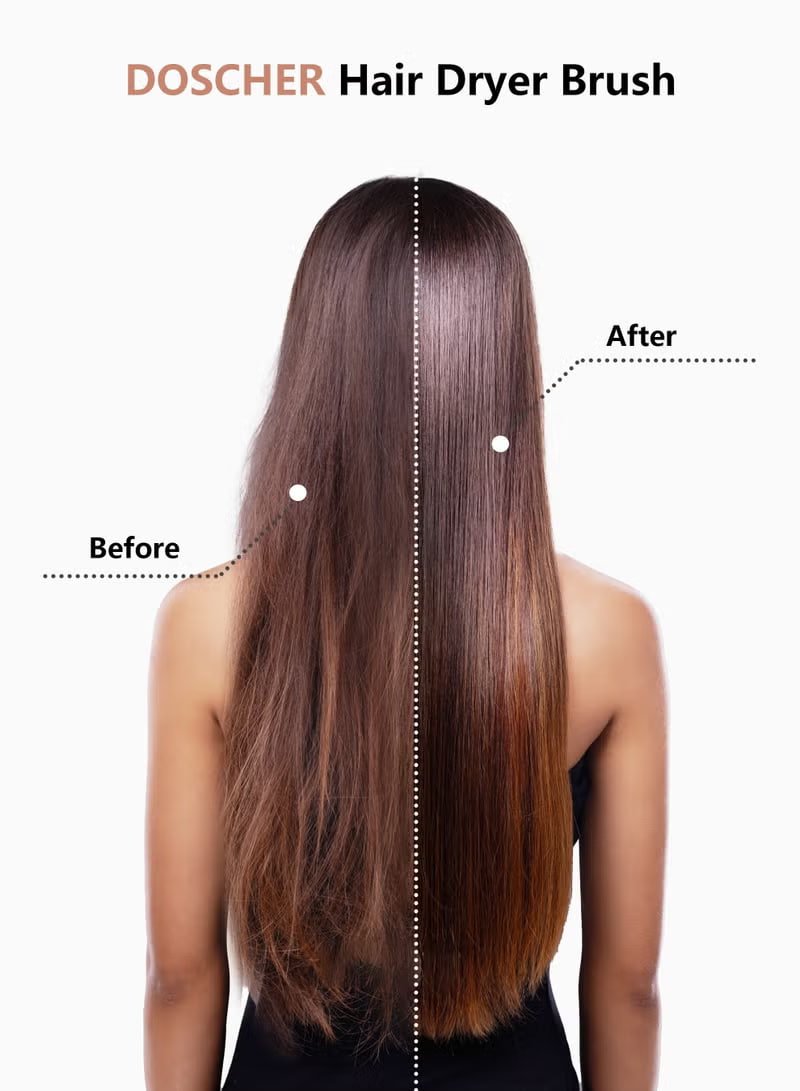 1200 Watt Hair Dryer Brush Ceramic Dryer And Styler 2 In 1 Professional Black/Beige 1200W