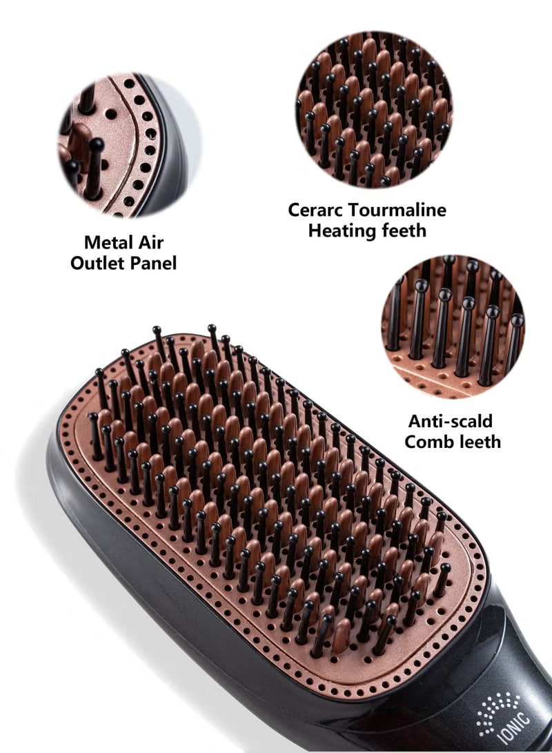 1200 Watt Hair Dryer Brush Ceramic Dryer And Styler 2 In 1 Professional Black/Beige 1200W