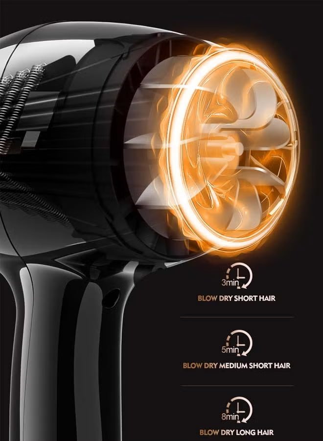 Univer Tang 6-in-1 Ionic Hair Dryer, Salon Professional Blow Dryer 2200W AC Motor Fast Drying with 2 Speed, 3 Heat Setting, with Diffuser, Nozzle, Concentrator Comb for Curly and Straight Hair,comb