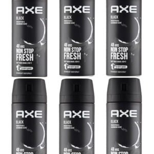 Axe Non Stop Fresh Black Body Spray Deodorant 150ml (Pack of 6)
