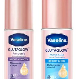 Vaseline GlutaGlow Ampoule Serum Deodorant Set – Bright & Dry 45ml + Bright & Smooth 45ml (Pack of 2) – Underarm Whitening, Skin Softening & 48H Protection