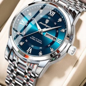 POEDAGAR Waterproof Luminous Quartz Watch for Men – Stainless Steel Luxury Wristwatch