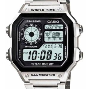 CASIO Men’s Youth Digital Watch AE-1200WHD-1A – 42 mm Silver Classic