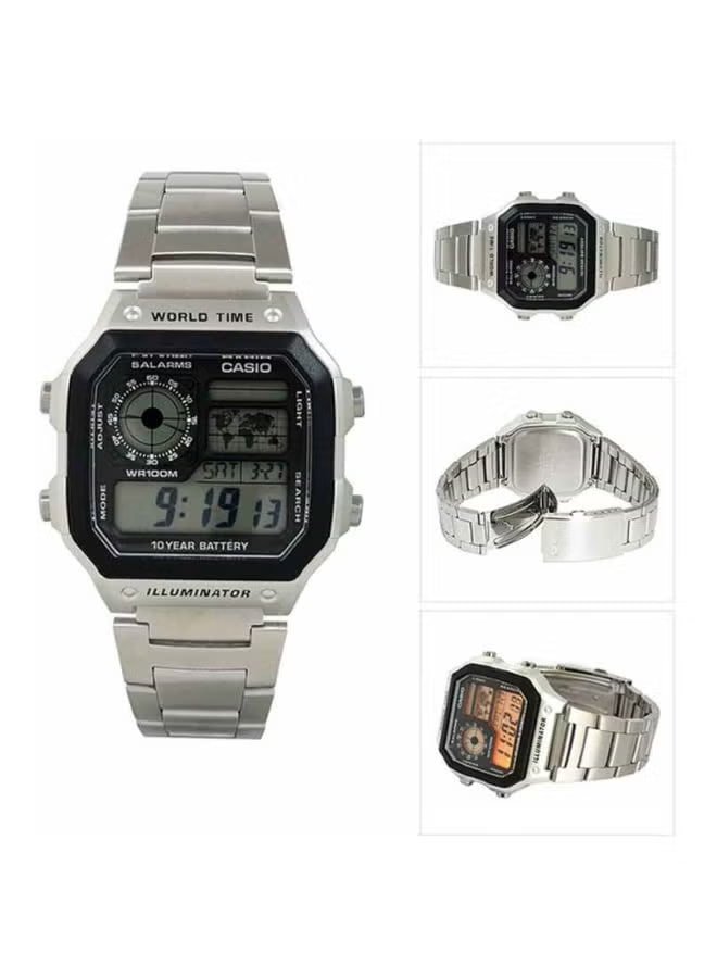CASIO Men's Youth Digital Watch AE-1200WHD-1A – 42 mm Silver Classic
