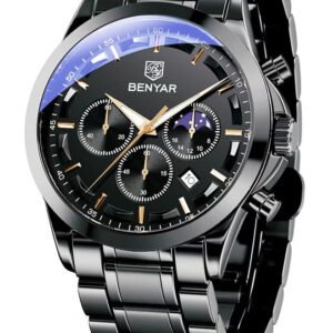 BENYAR Men’s Chronograph Watch – 30M Waterproof Luminous Quartz Watch with Date Display