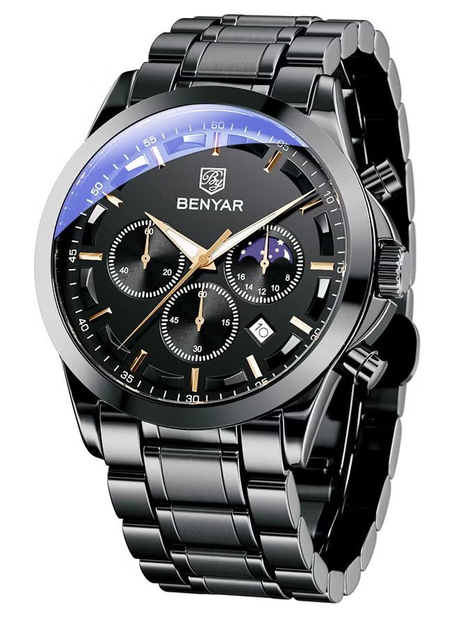 BENYAR Men's Chronograph Watch – 30M Waterproof Luminous Quartz Watch with Date Display