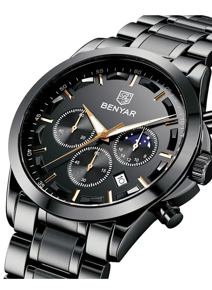 BENYAR Men's Chronograph Watch – 30M Waterproof Luminous Quartz Watch with Date Display