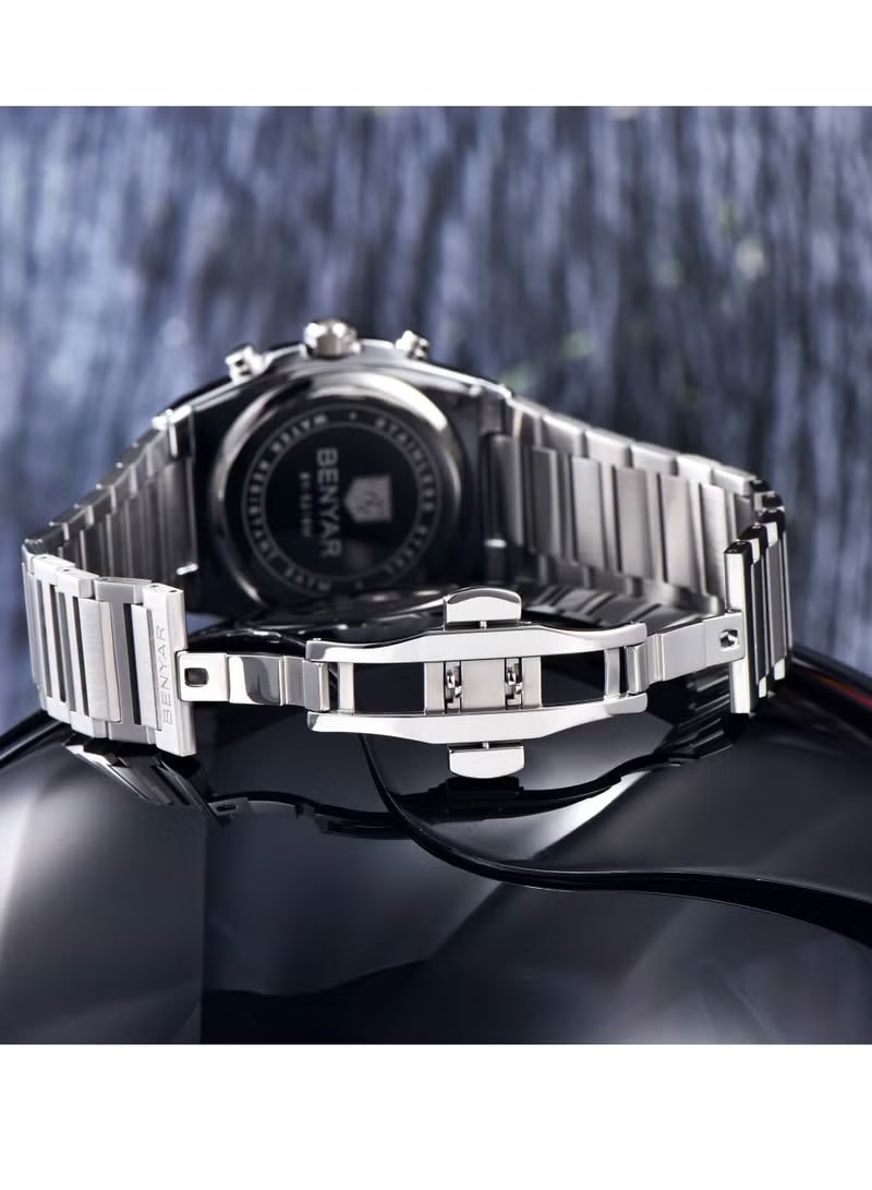 BENYAR Men's Multifunction Chronograph Quartz Watch – Stainless Steel Band